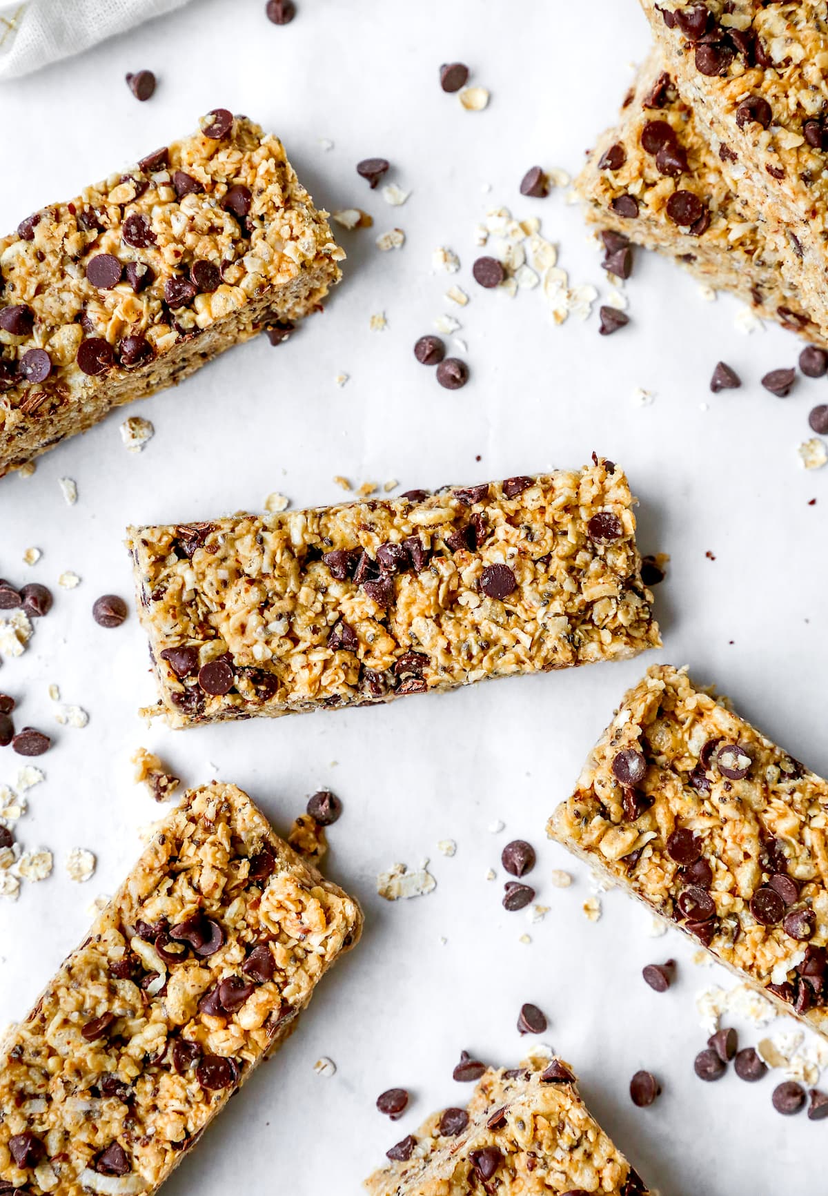 Homemade Granola Bars with oats and chocolate chips. 