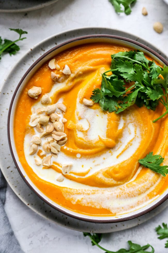 Carrot Ginger Soup in bowl