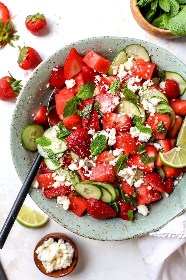 Strawberry Watermelon Cucumber Salad - Two Peas & Their Pod