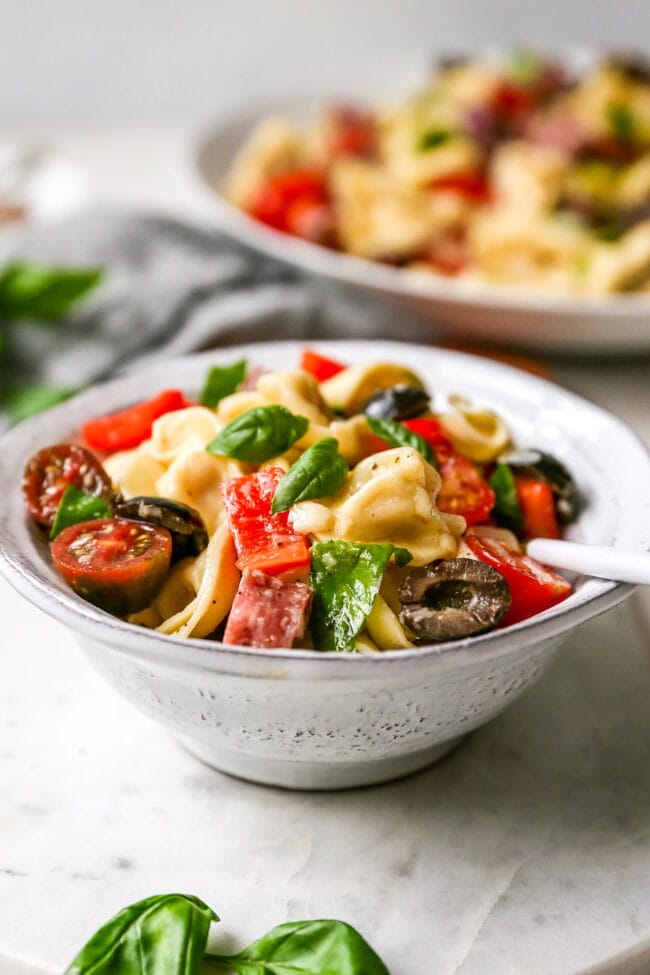 Italian Tortellini Salad in bowl