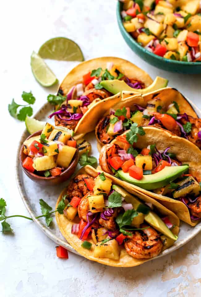 shrimp tacos with pineapple salsa