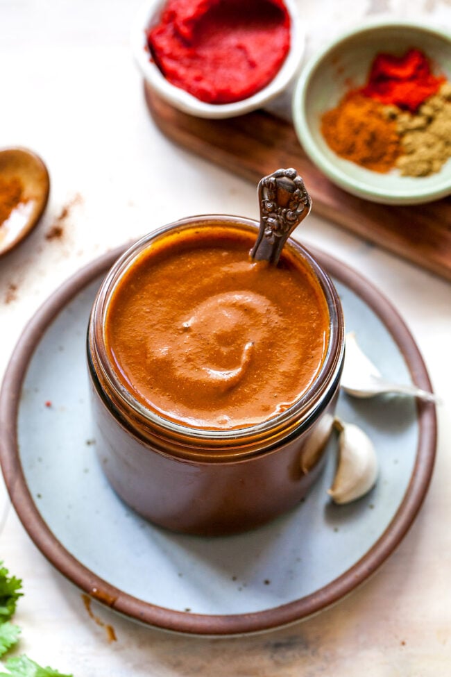 homemade enchilada sauce in jar