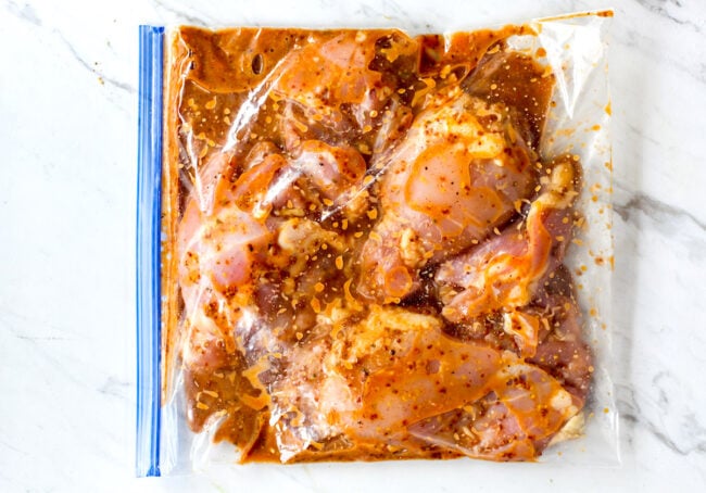 Honey Mustard Chicken marinating in a plastic bag
