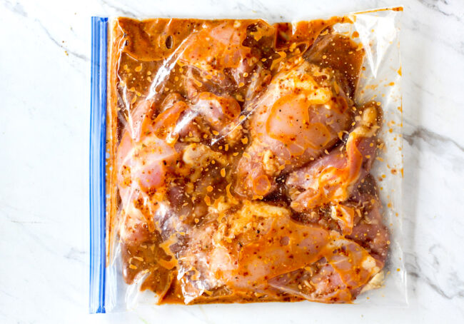 Honey Mustard Chicken marinating in a plastic bag