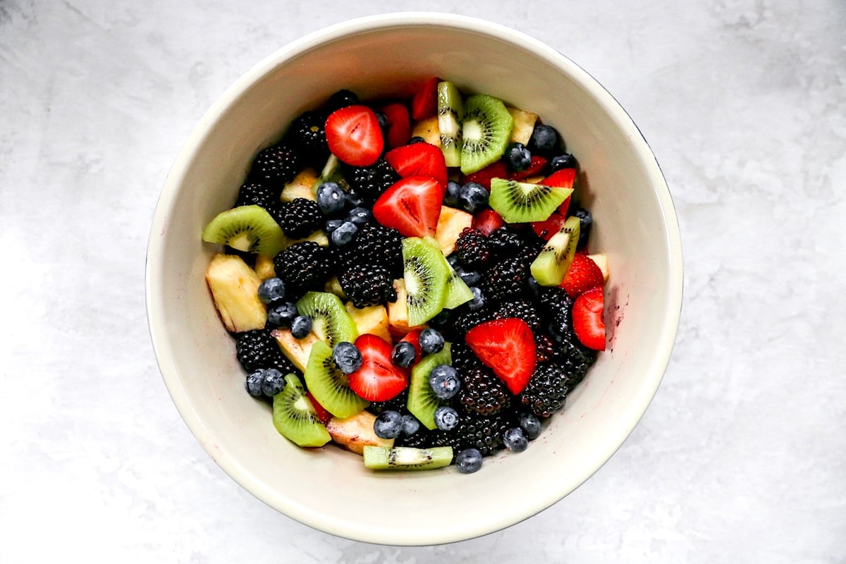 fruit salad in bowl.
