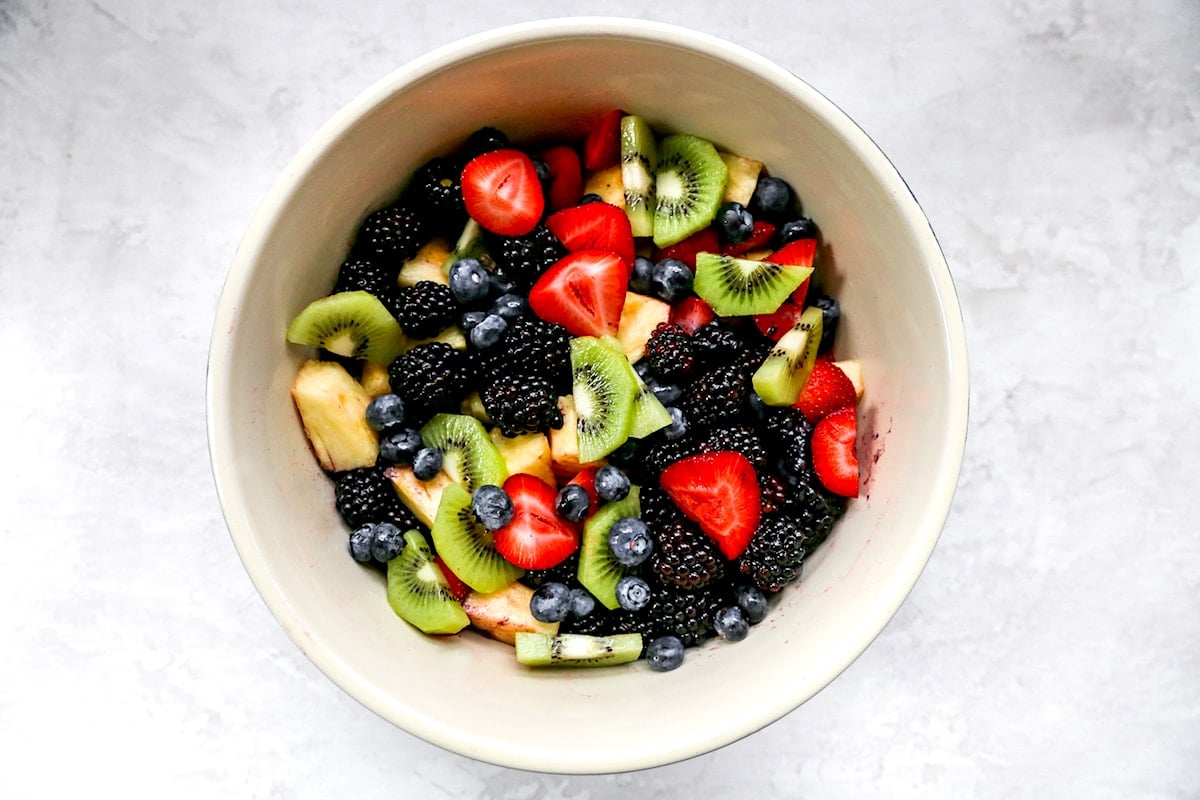 Fruit Salad with Honey Poppy Seed Dressing –