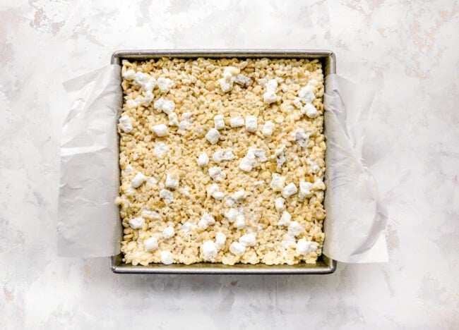 rice krispie treats pressed into pan