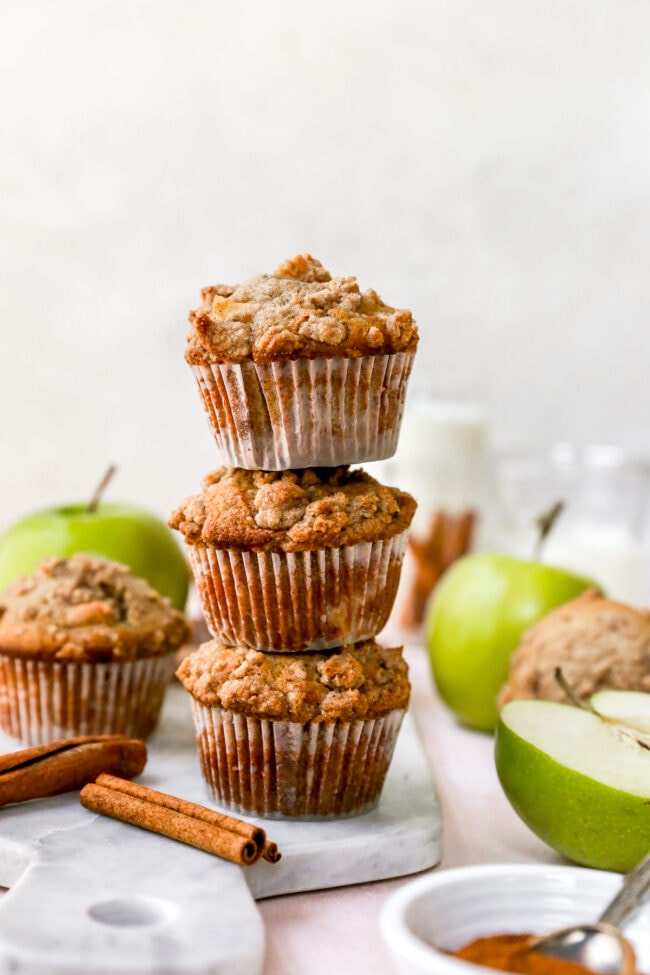 stack of apple cinnamon muffins