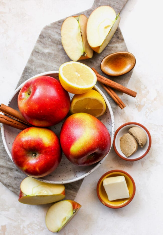 ingredients to make cinnamon apples.