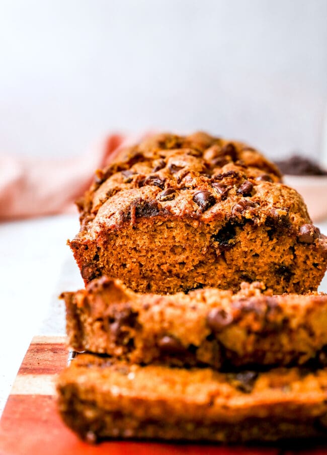 slices of pumpkin chocolate chip bread