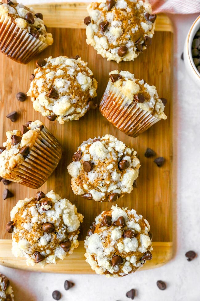 pumpkin chocolate chip muffins with streusel topping
