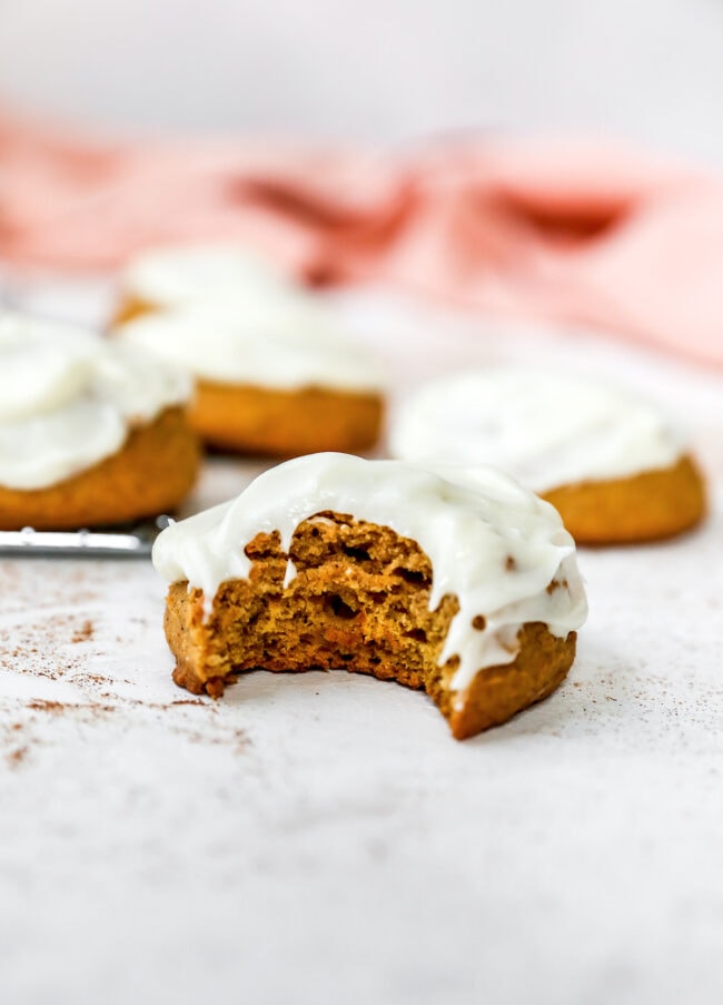 pumpkin cookies with a bite taken out