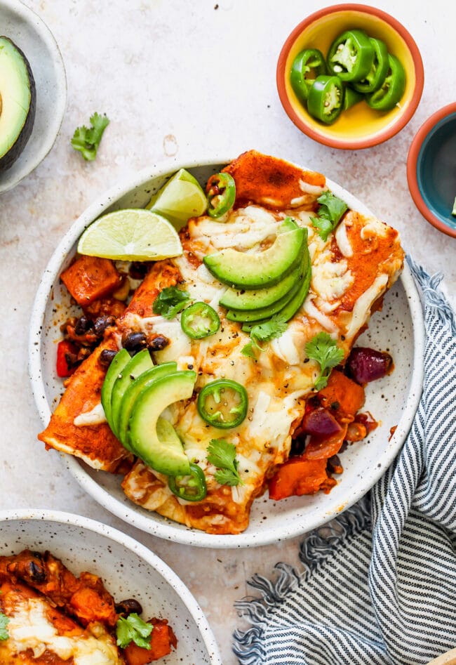 Butternut Squash Enchiladas on plate