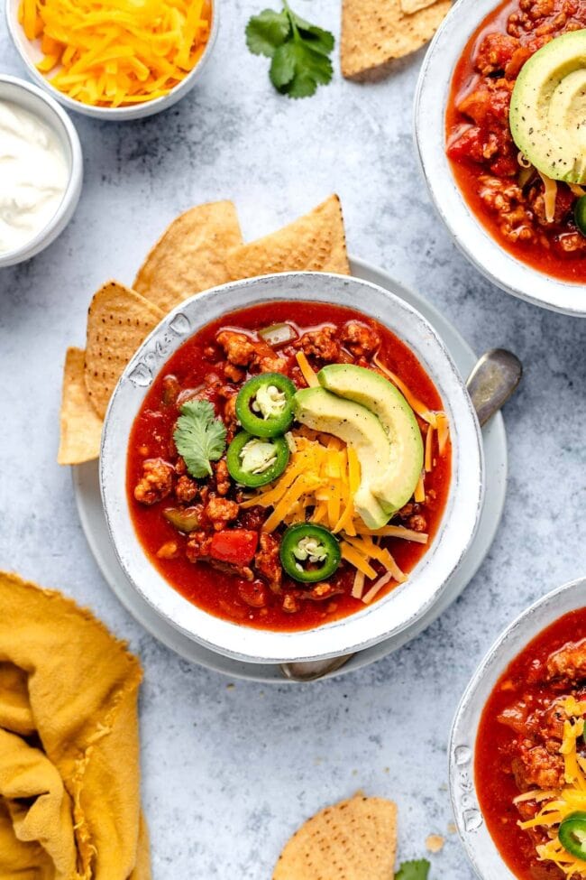 No Bean Chili {Freezer Friendly} - Two Peas & Their Pod