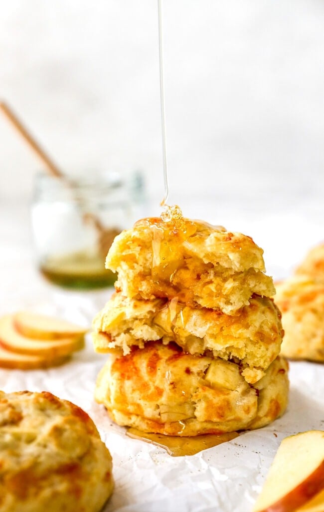 apple cheddar biscuits with honey