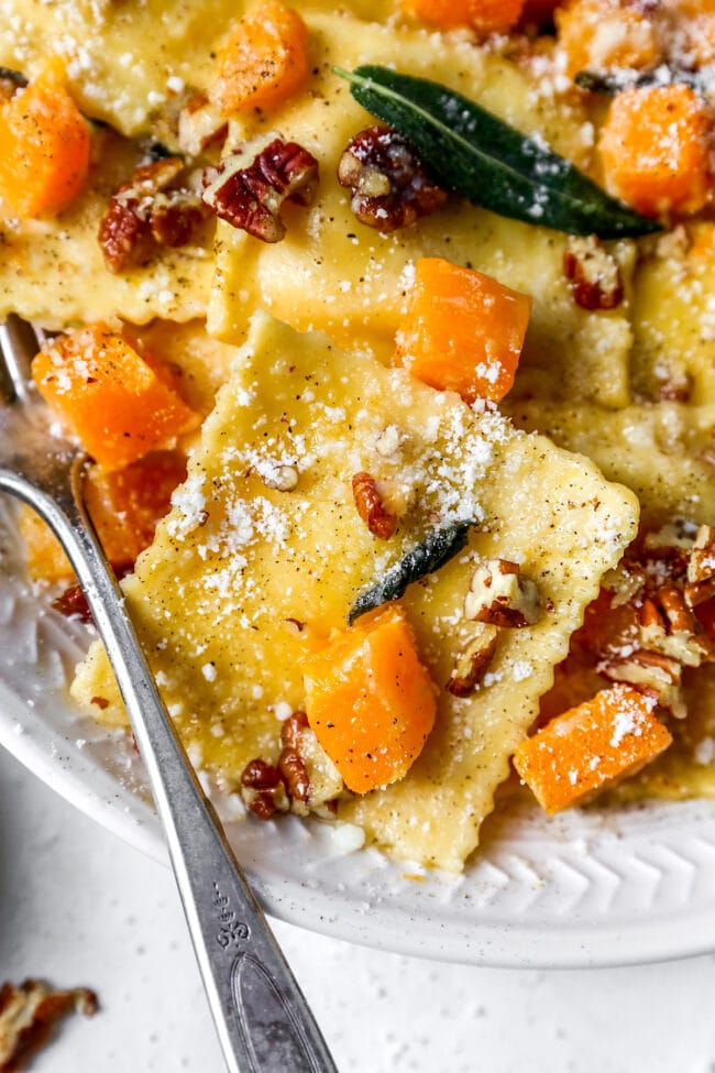 Brown butter ravioli with butternut squash and sage 