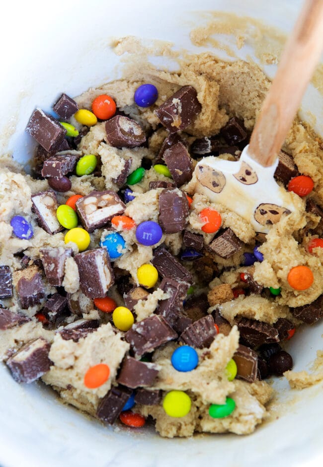 leftover Halloween candy cookie dough