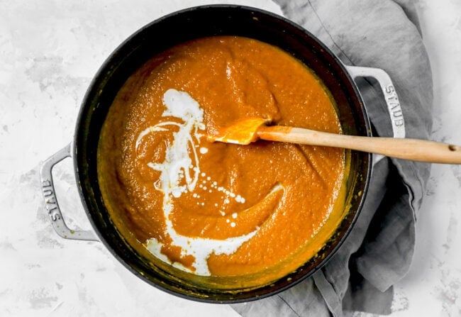 Pumpkin soup in pot
