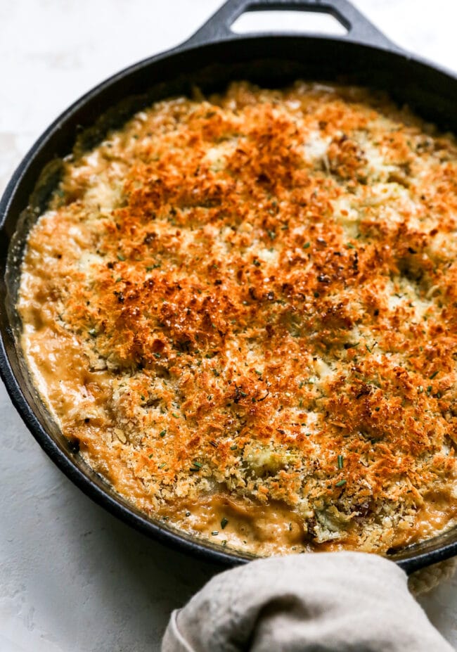 Brussels sprouts casserole with panko topping