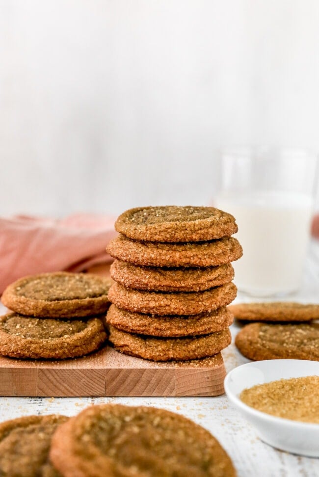 stack of chewy molasses cookies