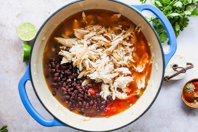 chicken fajita soup in pot