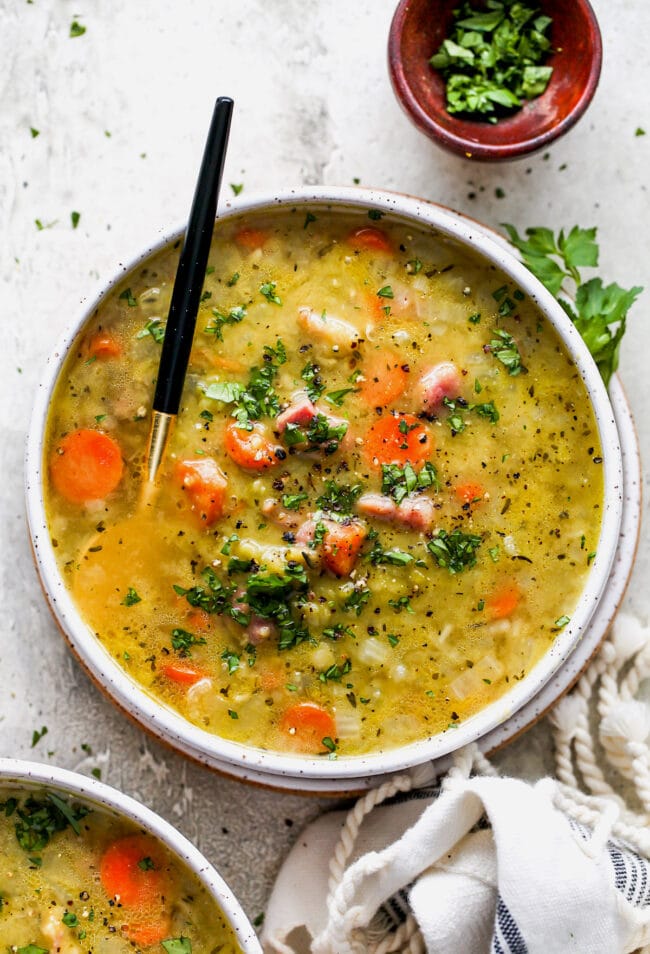 Split Pea Soup in a bowl