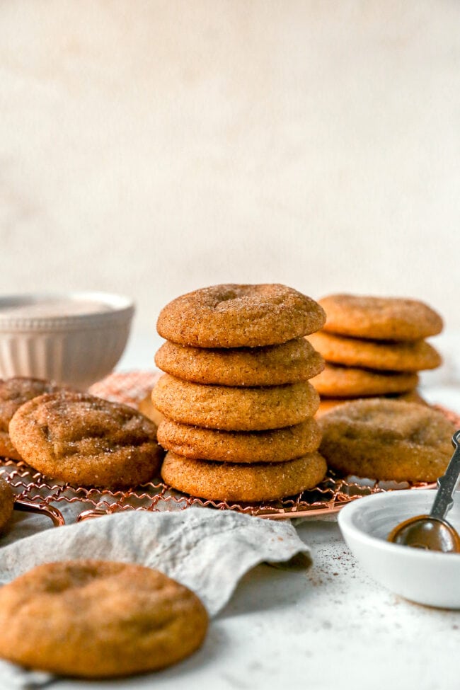 stack of brown butter Biscoff snickerdoodles