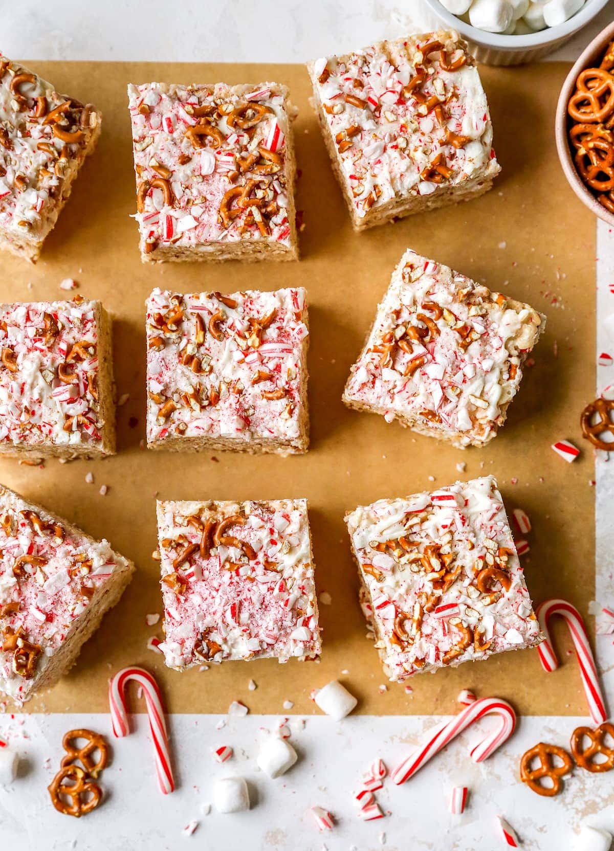 White Chocolate Peppermint Pretzel Rice Krispie Treats-image