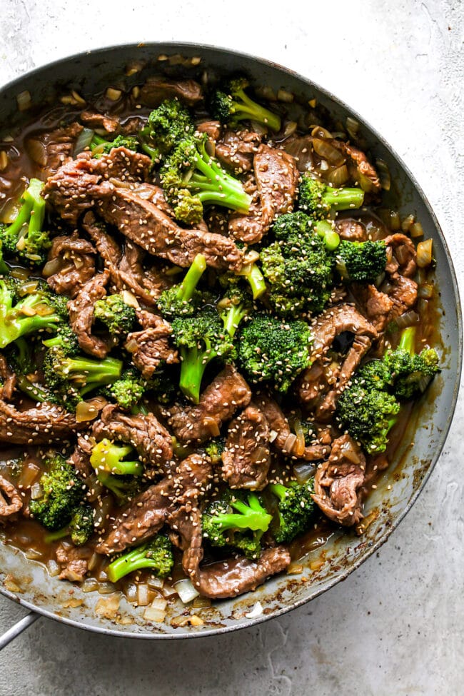 Beef and Broccoli in pan