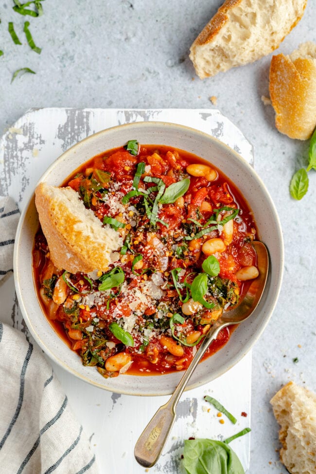 easy white bean skillet with crusty bread