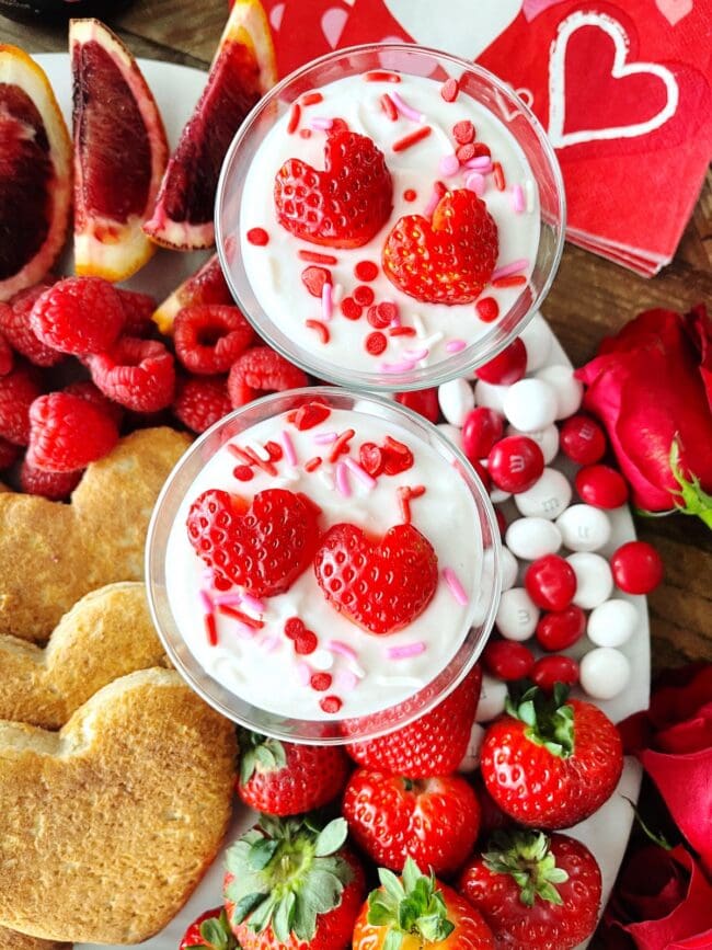Valentine's Day Breakfast Board yogurt parfaits 