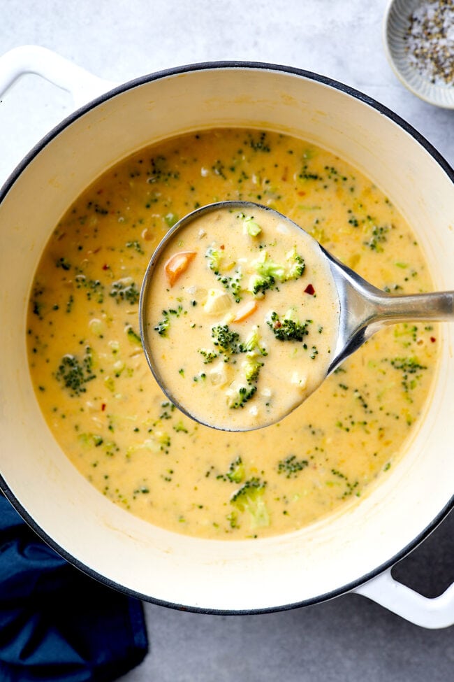Broccoli Cheese Soup in pot