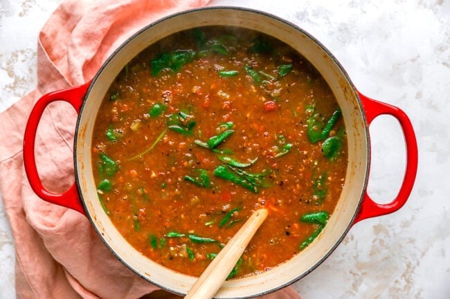 lentil soup in pot