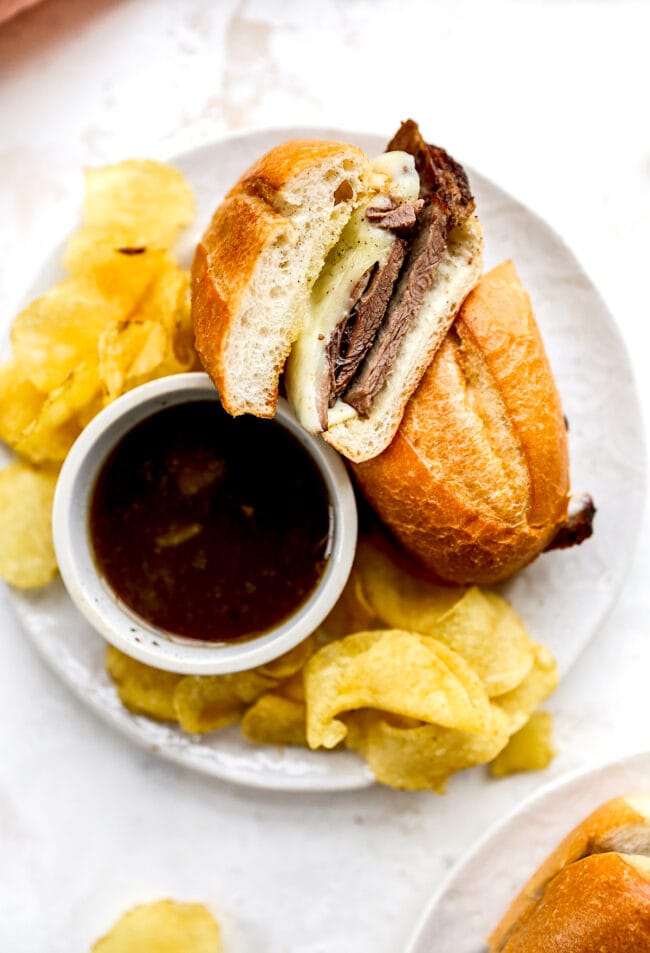 French dip sandwich with au jus 
