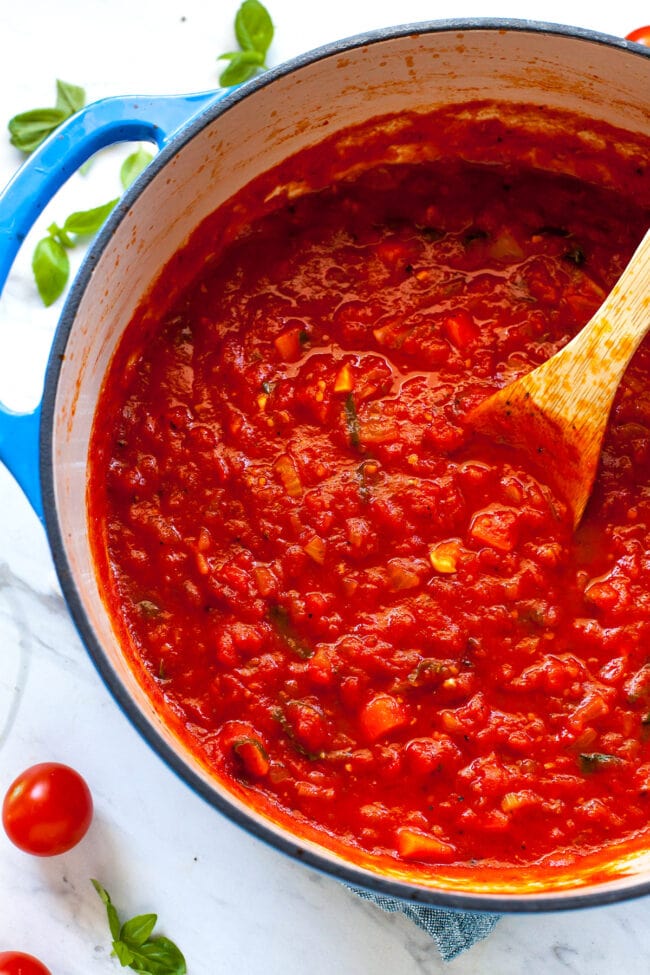 marinara sauce in pot