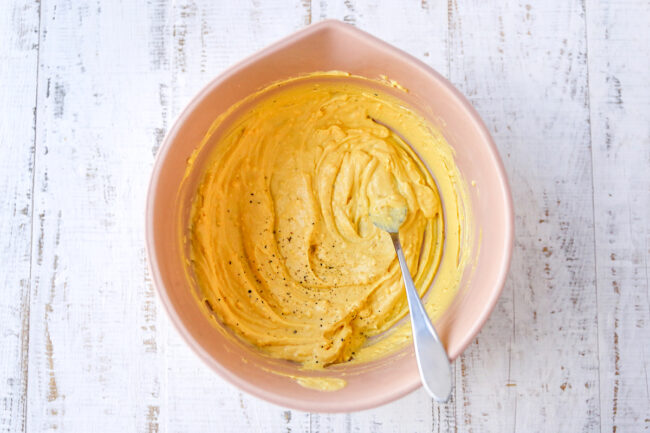 deviled egg filling in bowl