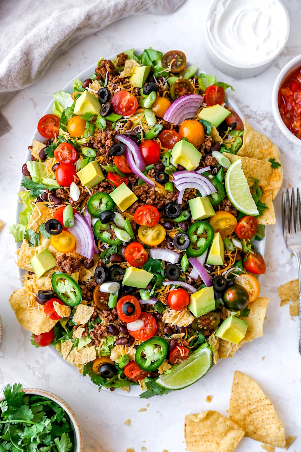 taco salad on platter.