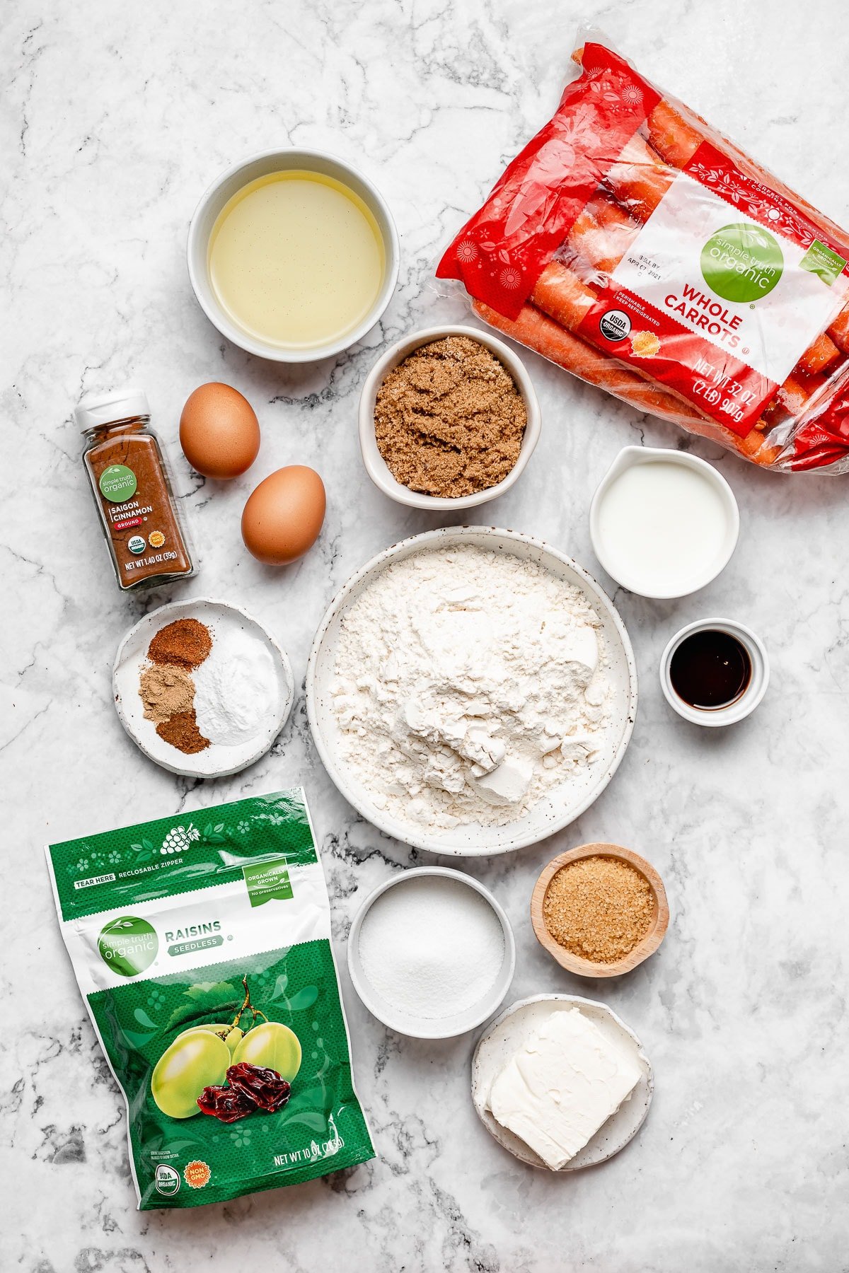 carrot cake muffin ingredients.