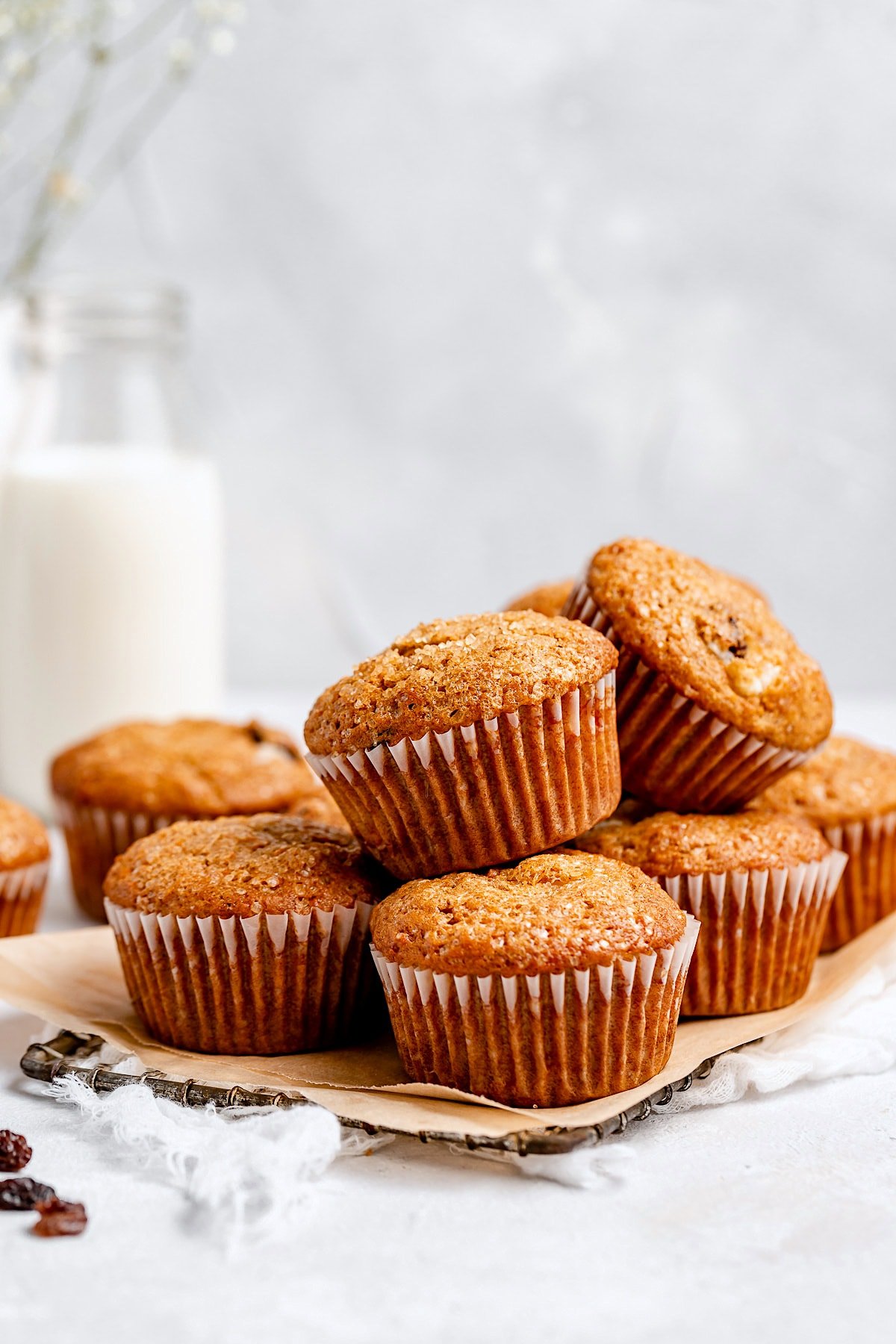 carrot cake muffins on cooling rack. 