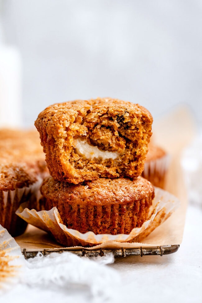 carrot cake muffins with cream cheese filling 