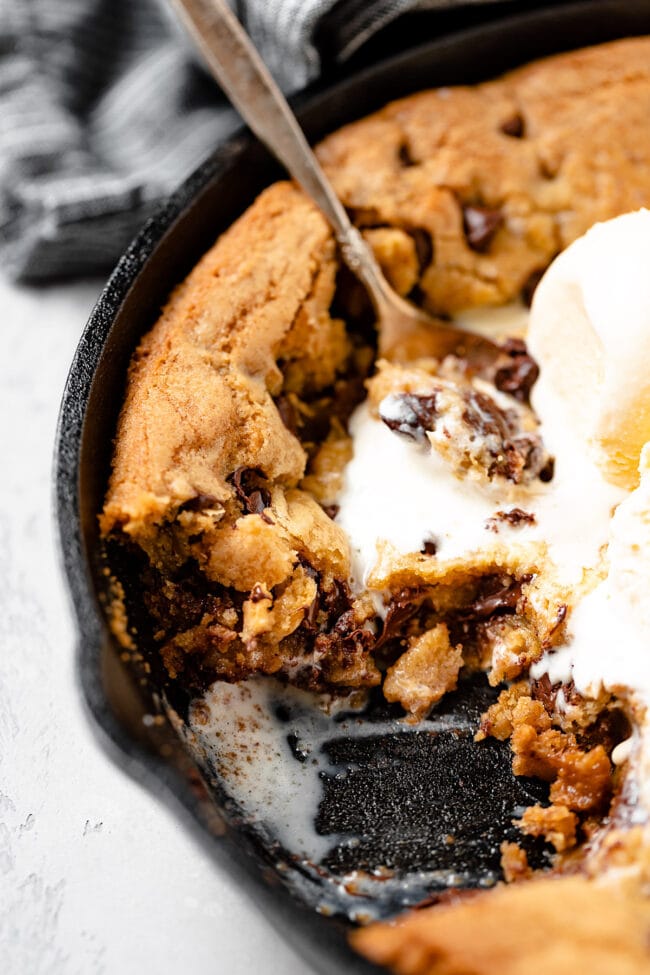 Chocolate Chip Skillet Cookie for Two • My Evil Twin's Kitchen