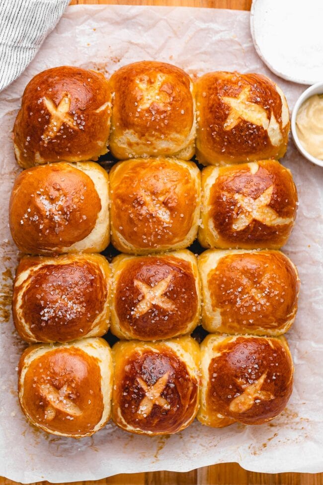 Homemade soft pretzel rolls