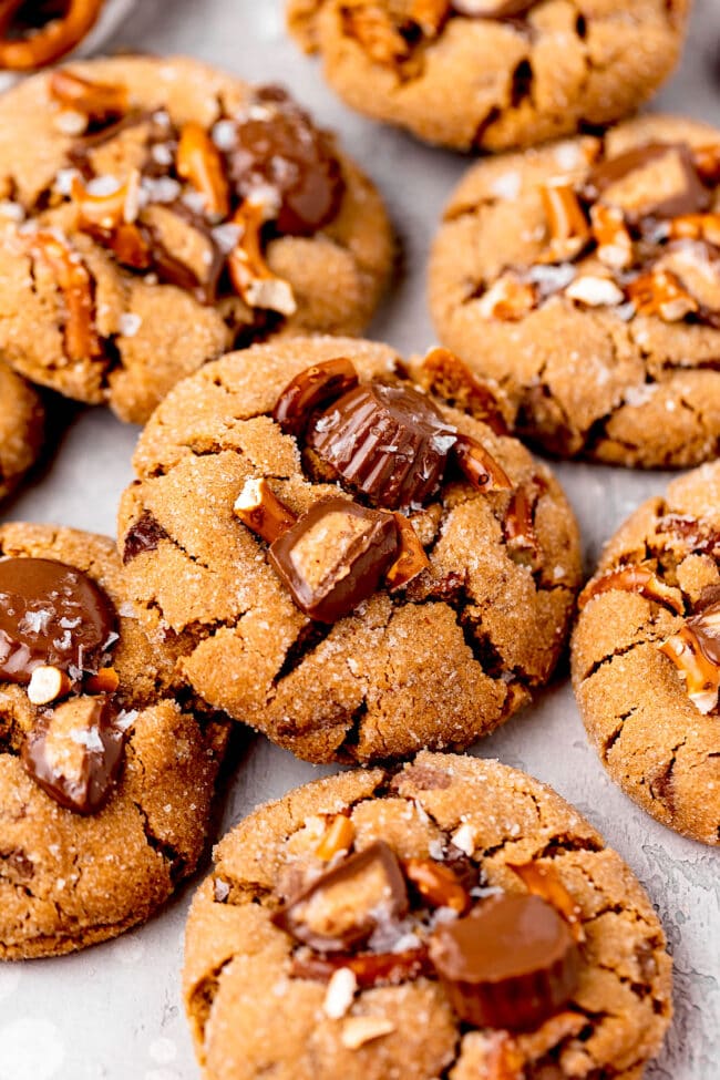 salted pretzel peanut butter cup cookies recipe