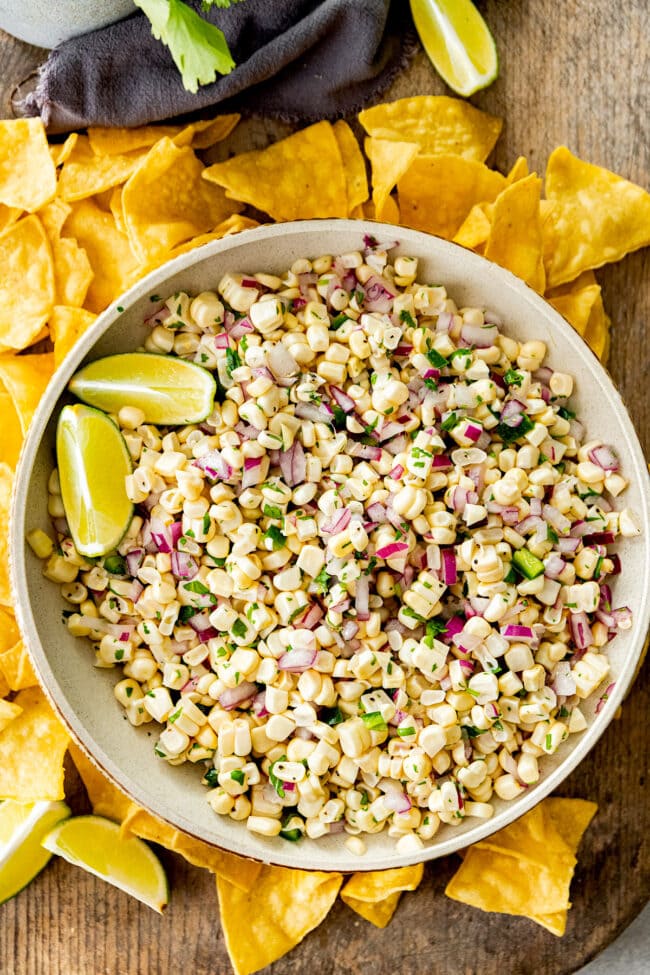 fresh corn salsa recipe in bowl