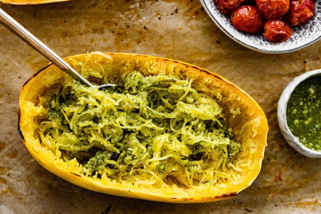 Baked Spaghetti Squash with Pesto