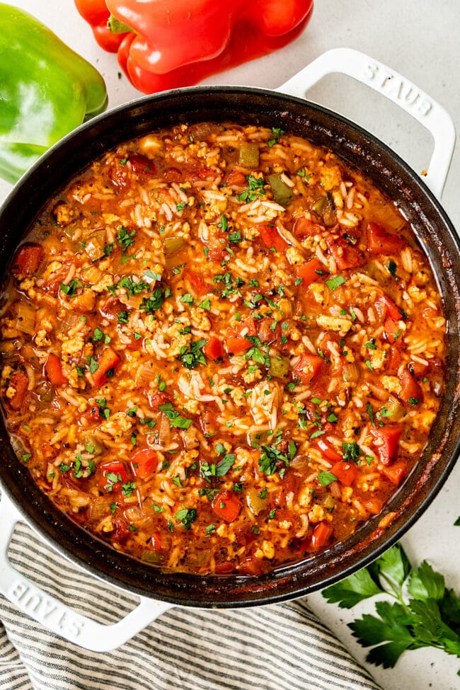 Stuffed Pepper Soup in pot