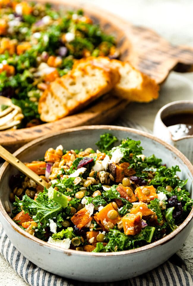 healthy sweet potato lentil salad