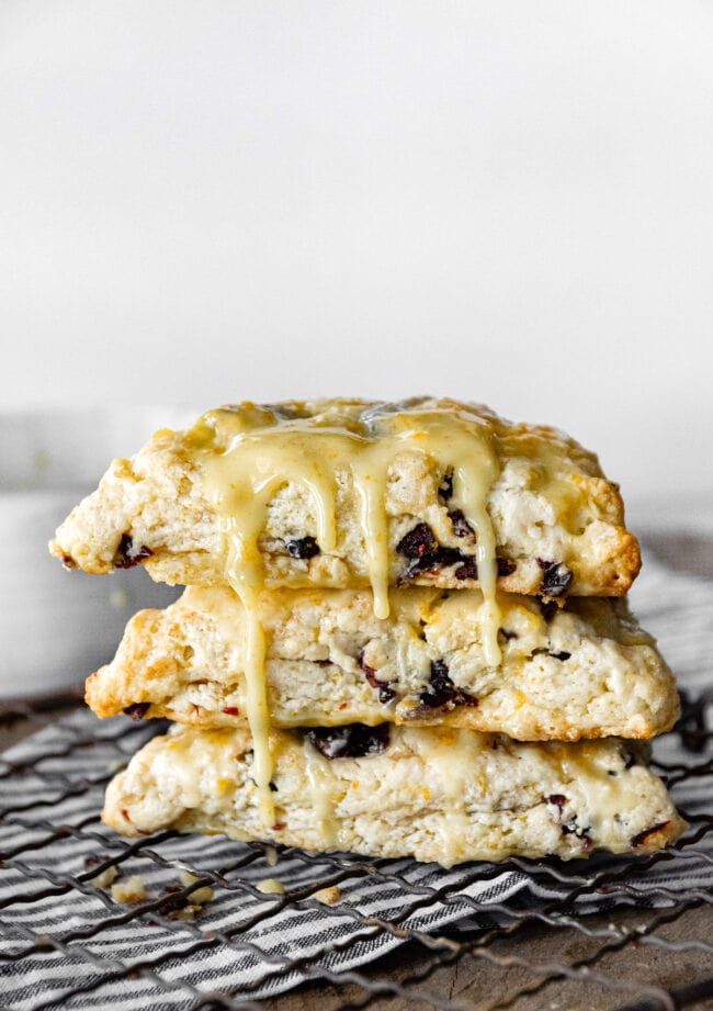 cranberry orange scones with orange glaze