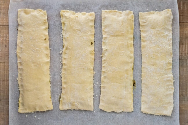 pesto parmesan cheese straws made with puff pastry