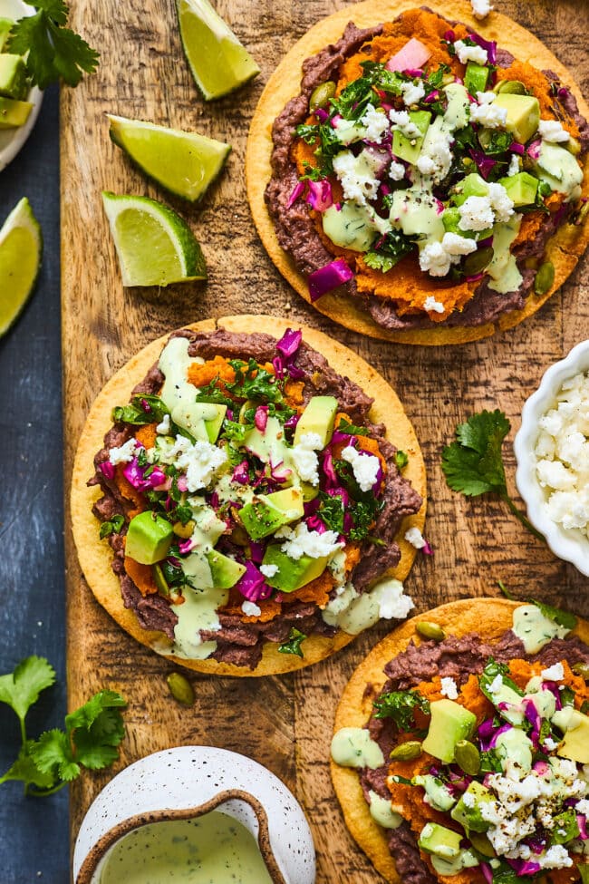 Sweet Potato Refried Bean Tostadas